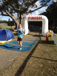 Super Fit Dad crossing the finish line at the 2013 Centennial Park ultra marathon